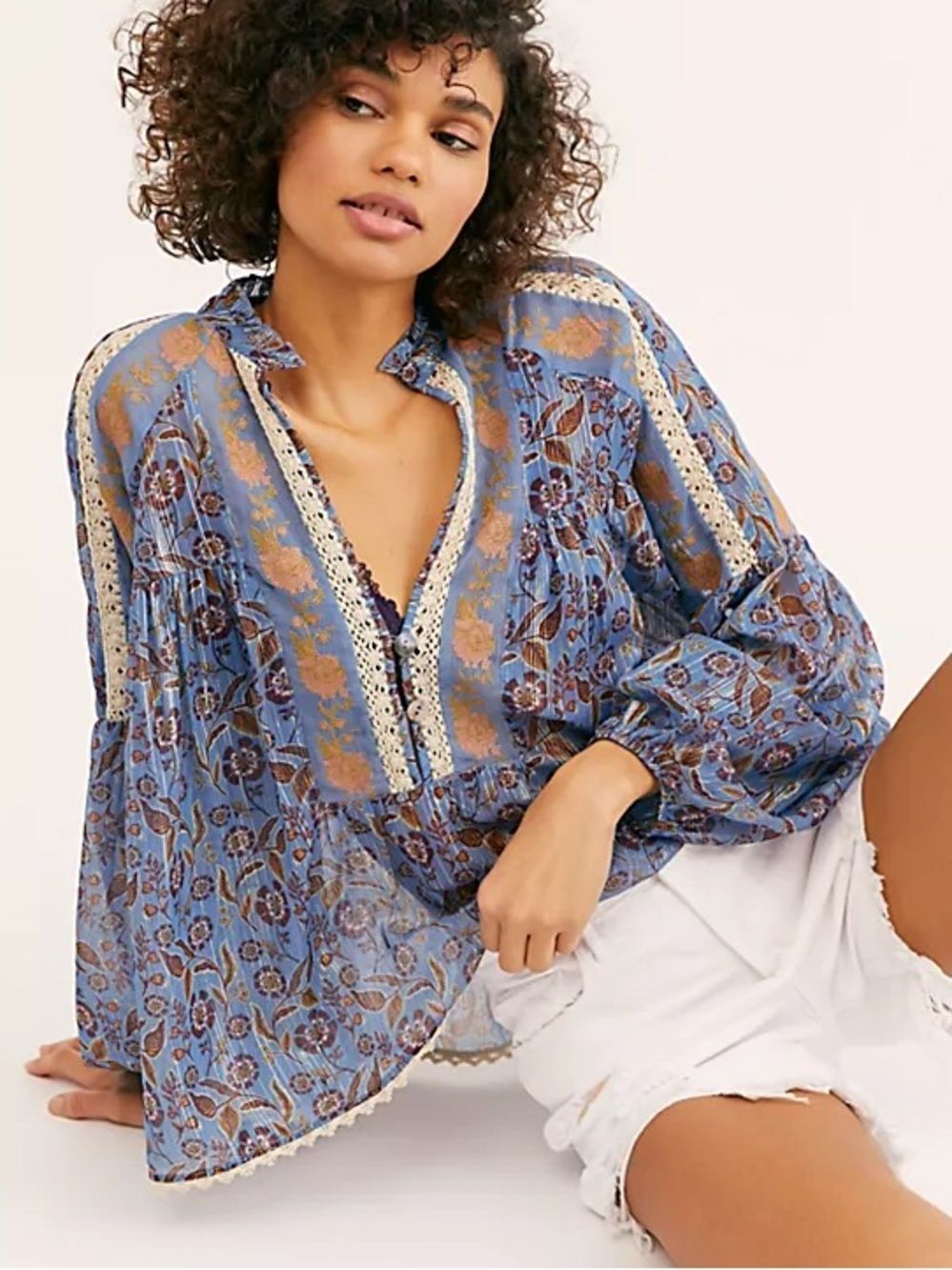 Free People Desert Dusk Tunic Blouse Top Flowy Boho